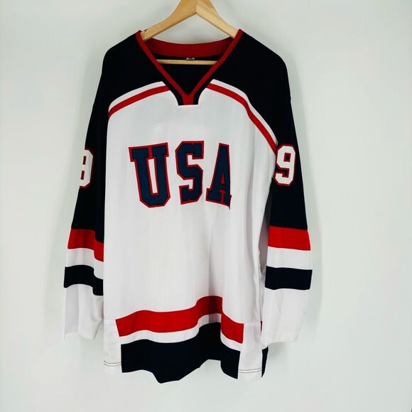 NWOT Mike Modano Autographed USA Hockey Jersey Blue White Mens Size XL Olympics - Picture 4 of 6